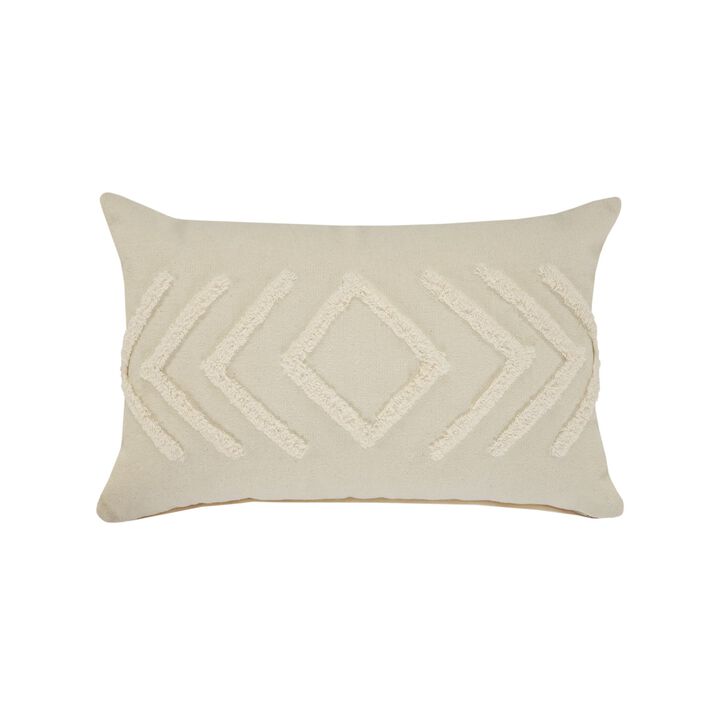 24" Beige Directional Diamond Lumber Rectangular Throw Pillow