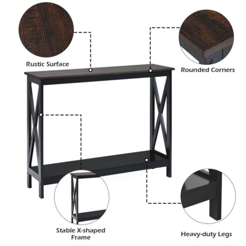 2-Tier Console X-Design Sofa Side Accent Table