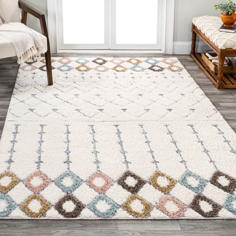 Pia Moroccan Trellis Plush Carved Area Rug