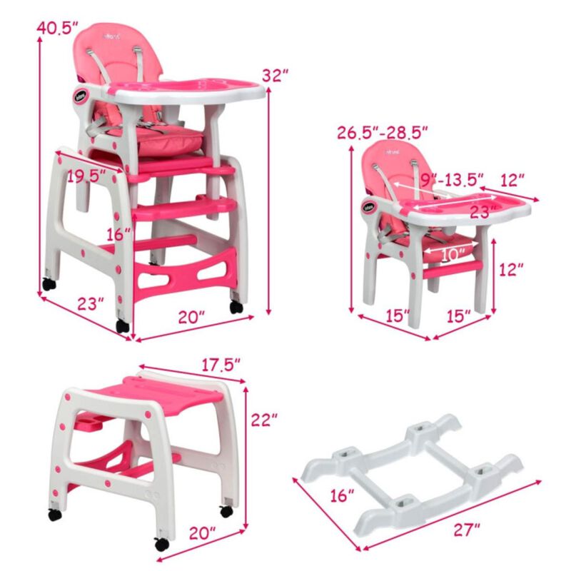 Hivvago 3-in-1 Baby High Chair with Lockable Universal Wheels