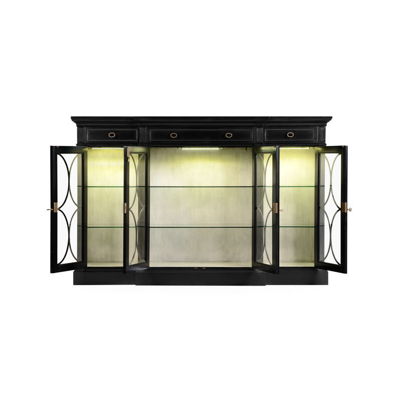 Breakfront Black Display Cabinet