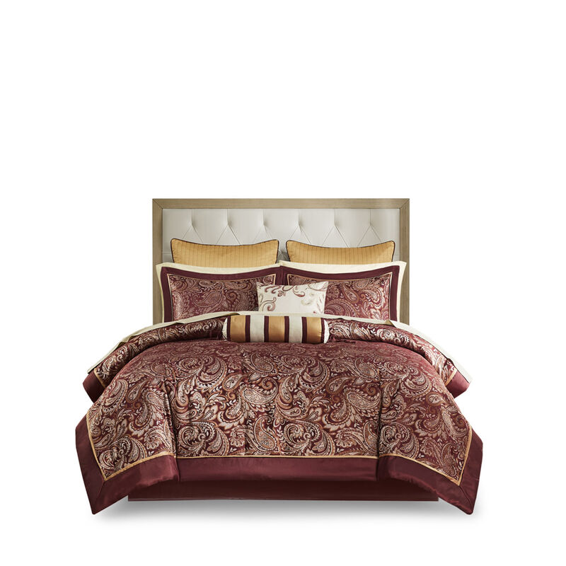 Gracie Mills Thornton Supreme Comfort: 12-Piece Comforter Ensemble with Cotton Bed Sheets