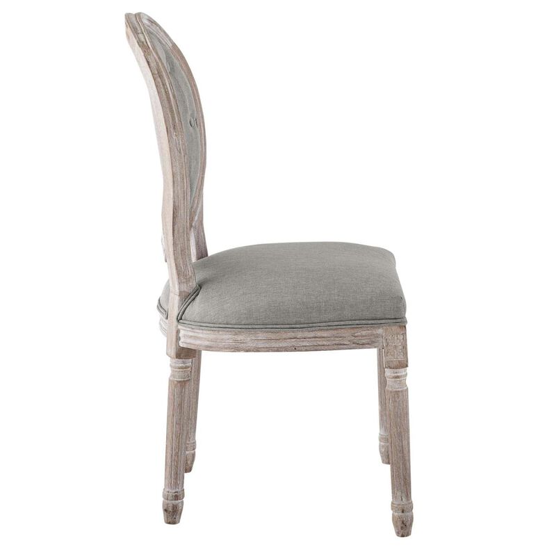 Modway Arise French Vintage Tufted Upholstered Fabric Two Dining Side Chairs in Light Gray