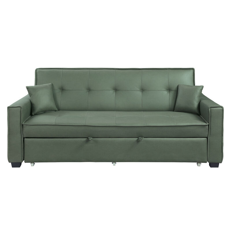 Octavio Adjustable Sofa w/2 Pillows, Green Fabric LV