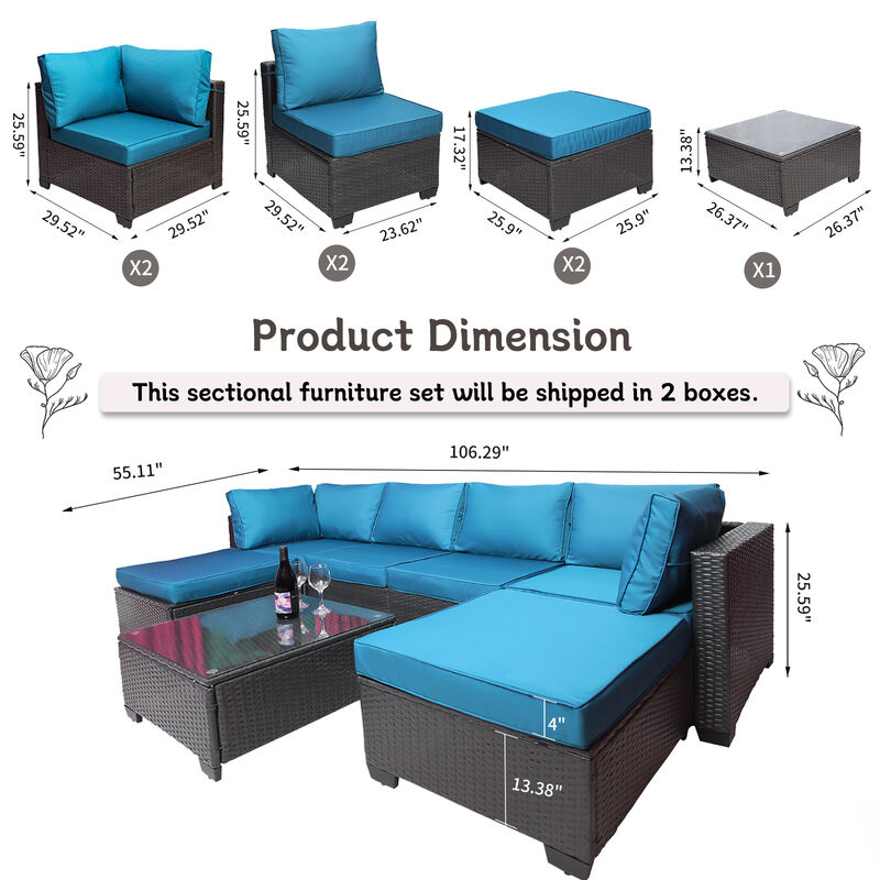 Merax Outdoor Garden Patio Furniture 7-Piece Sofa Sets