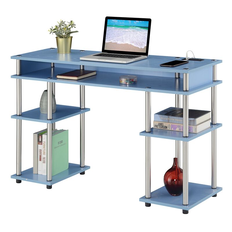 Convenience Concepts Designs2Go No Tools Student Desk with Charging Station and Shelves