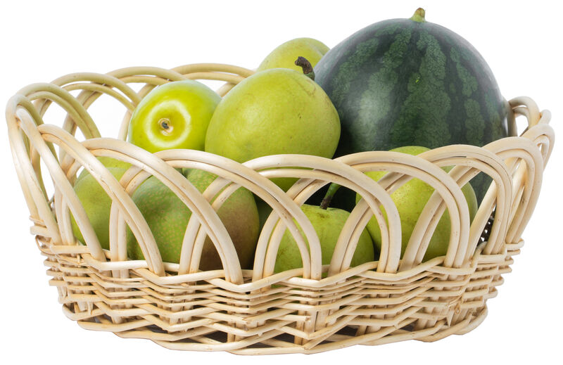 16 Inch Decorative Round Fruit Bowl Bread Basket Serving Tray, Large