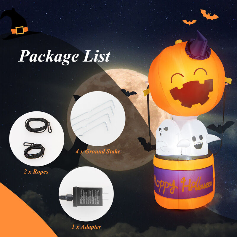 6 Feet Halloween Inflatable Pumpkin Hot Air Balloon Ghost Yard Decor