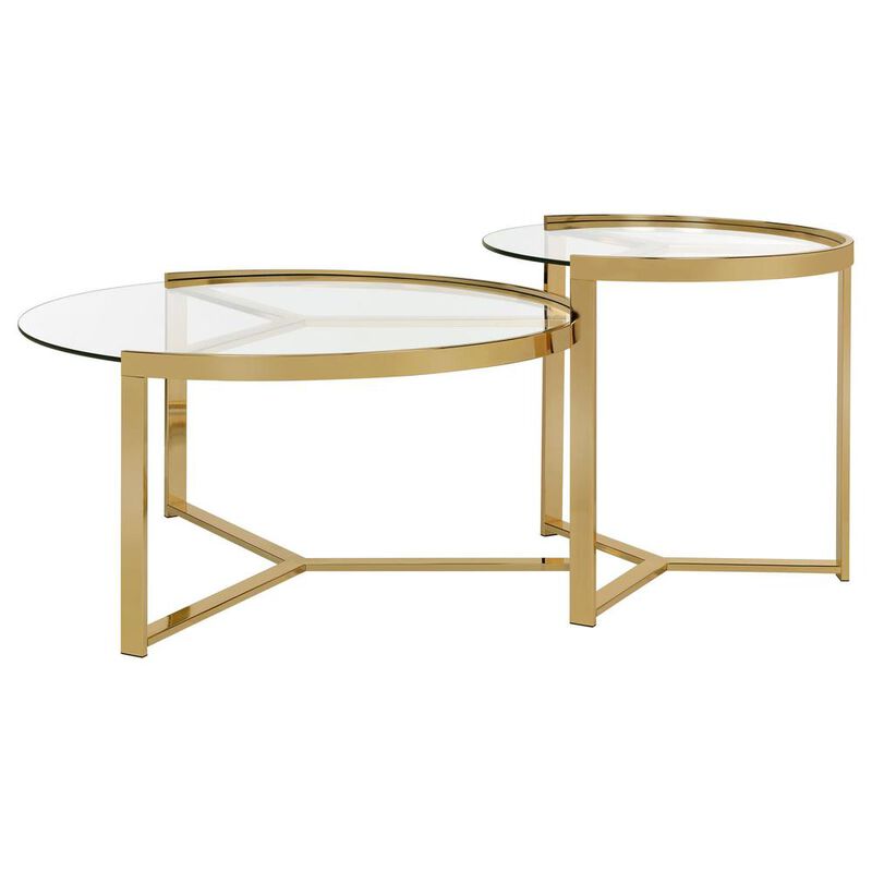 Coaster Co. of America Delia 2-piece Round Nesting Table Clear and Gold