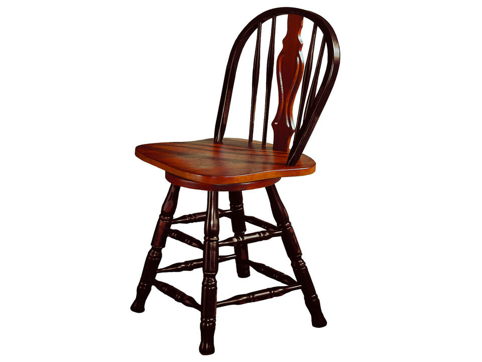 Black Cherry Selections 45 in. Distressed Antique Black with Cherry High Back Wood Frame 24 in. Bar Stool
