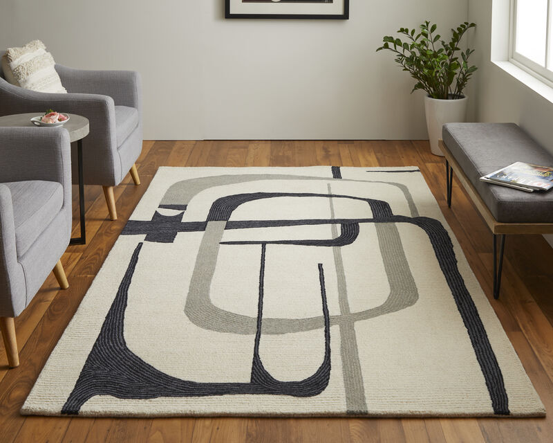 Maguire 8905F Ivory/Gray/Black 9' x 12' Rug