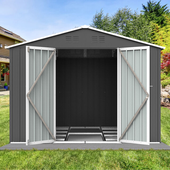 Metal garden sheds 6ftx8ft outdoor storage sheds Grey