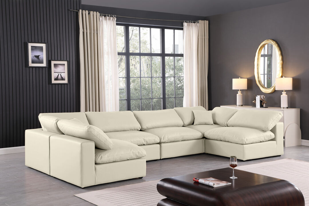 Meridian Furniture Comfy Cream Vegan Leather Modular Sectional