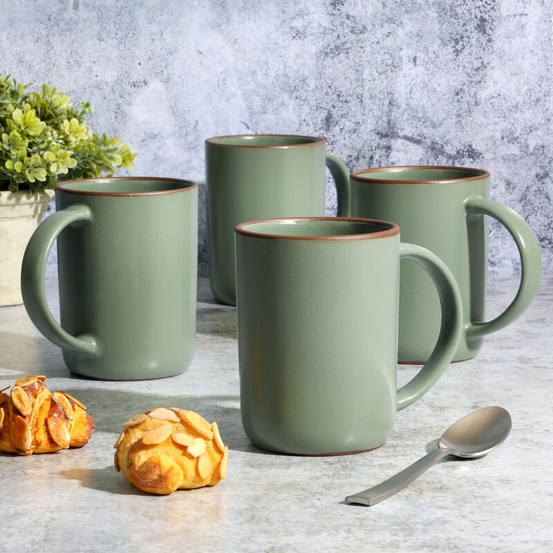 Gibson Elite Dumont 4 Piece 17oz Terracotta Mug Set in Green