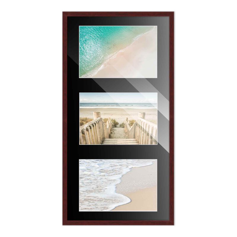 8.5x17 Wood Collage Frame with Black Mat For 3 5x7 Pictures