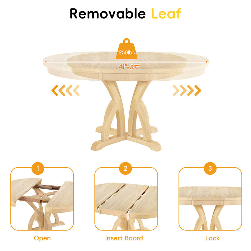 Merax Farmhouse Round Dining Table Set with Pedestal Legs