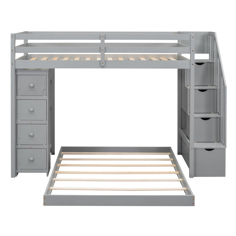 Merax Modern Bunk Bed with 3-layer Shelves