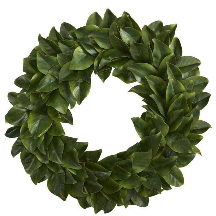 Nearly Natural 30-in Magnolia Artificial Wreath