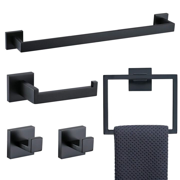 5 Pieces Bathroom Hardware Accessories Set Towel Bar Set Wall Mounted, Stainless Steel