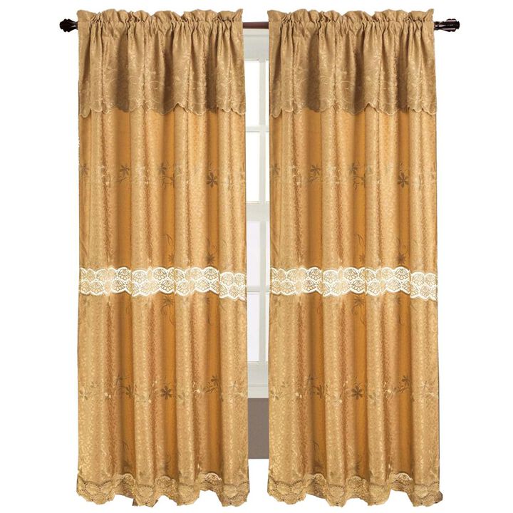 RT Designers Collection Alisa Macrame Rod Pocket Window Room Darkening Panel 54" x 84" Gold