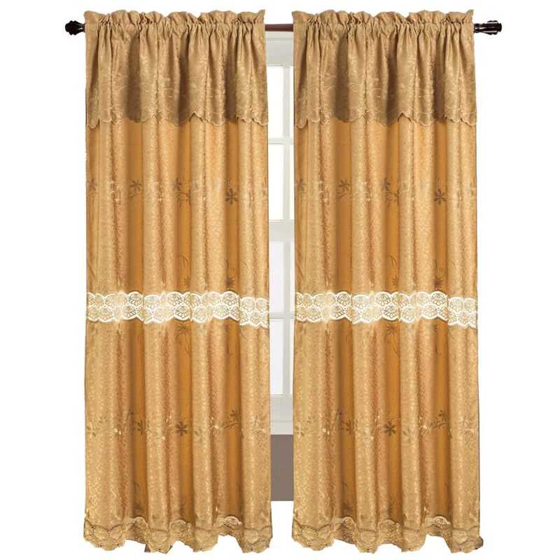 RT Designers Collection Alisa Macrame Rod Pocket Window Room Darkening Panel 54" x 84" Gold