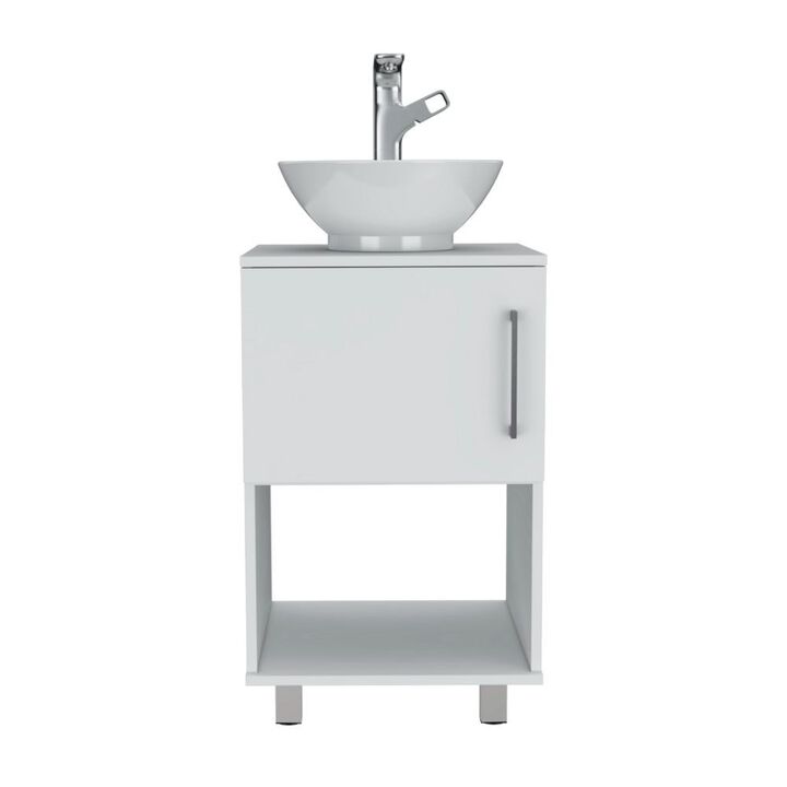 DEPOT E-SHOP Pittsburgh Single Bathroom Vanity, One Open Shelf, Single Door Cabinet, White