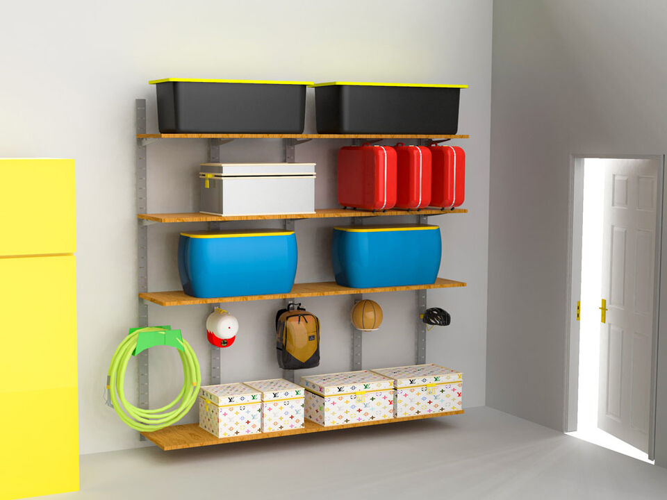 Stirdy Garage / Laundry Room / Pantry Shelving System 91" High with 8 Shelves 48" Length 20"- 22" Width + Accessories | 2 Sections - Shelves Sold Separately