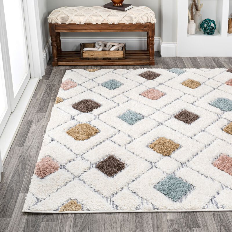 Astrid Retro Trellis High-Low Area Rug