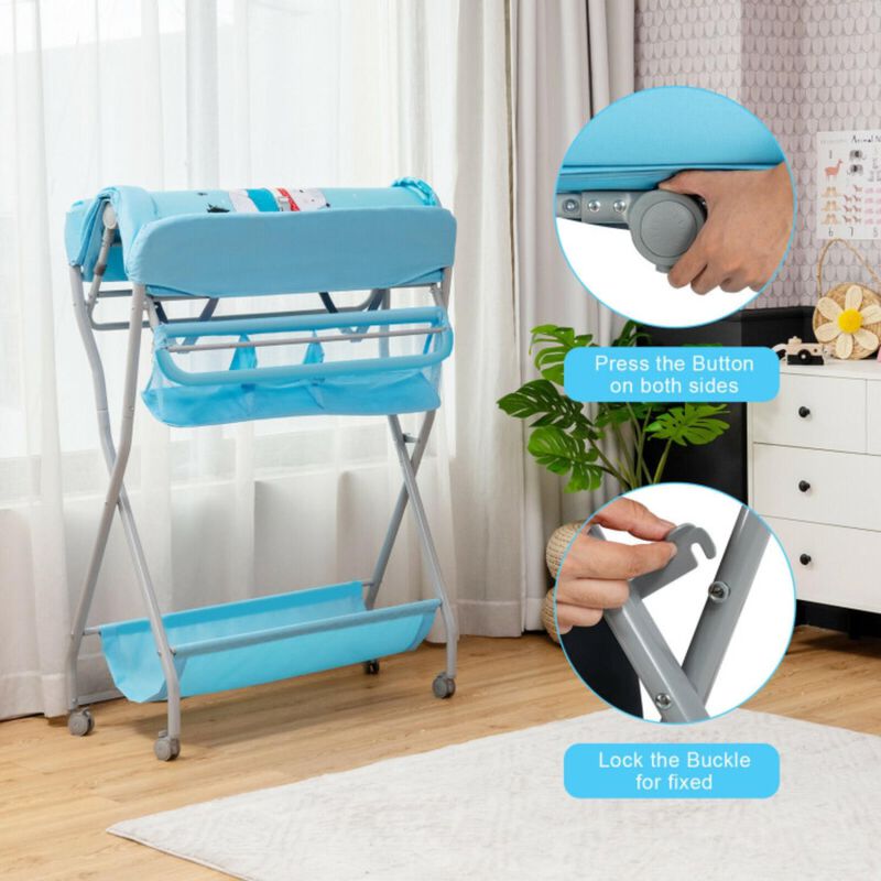 Hivvago Baby Changing Table with Safety Belt and 4-side Defence