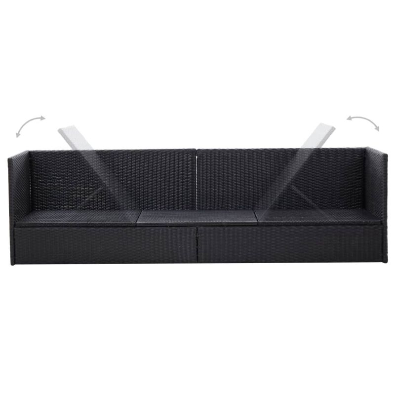 vidaXL Outdoor Sofa with Cushion and Pillow Poly Rattan Black