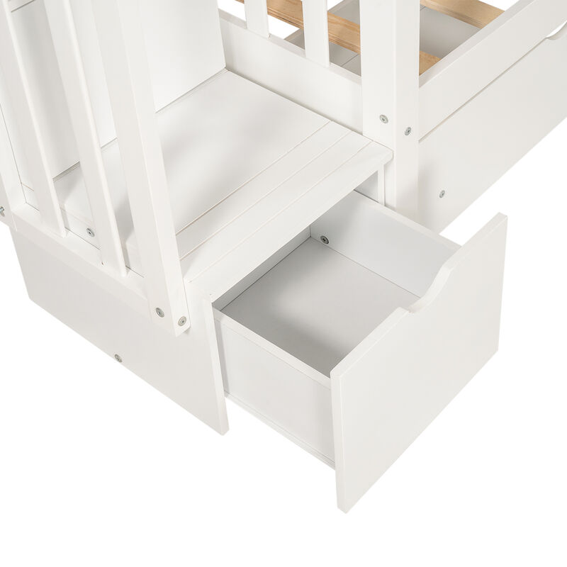 Merax Bunk Bed with Shelves and 6 Storage Drawers