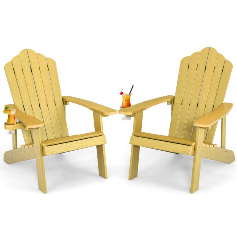 Hivago Weather Resistant HIPS Outdoor Adirondack Chair with Cup Holder