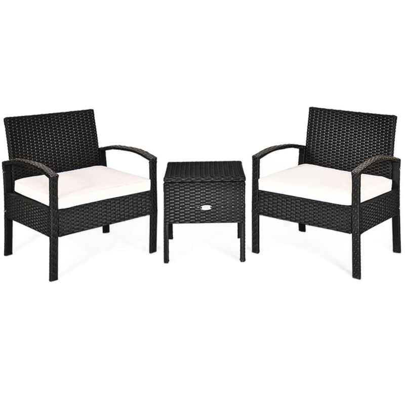 Hivvago 3 Pieces PE Rattan Wicker Sofa Set with Washable and Removable Cushion for Patio