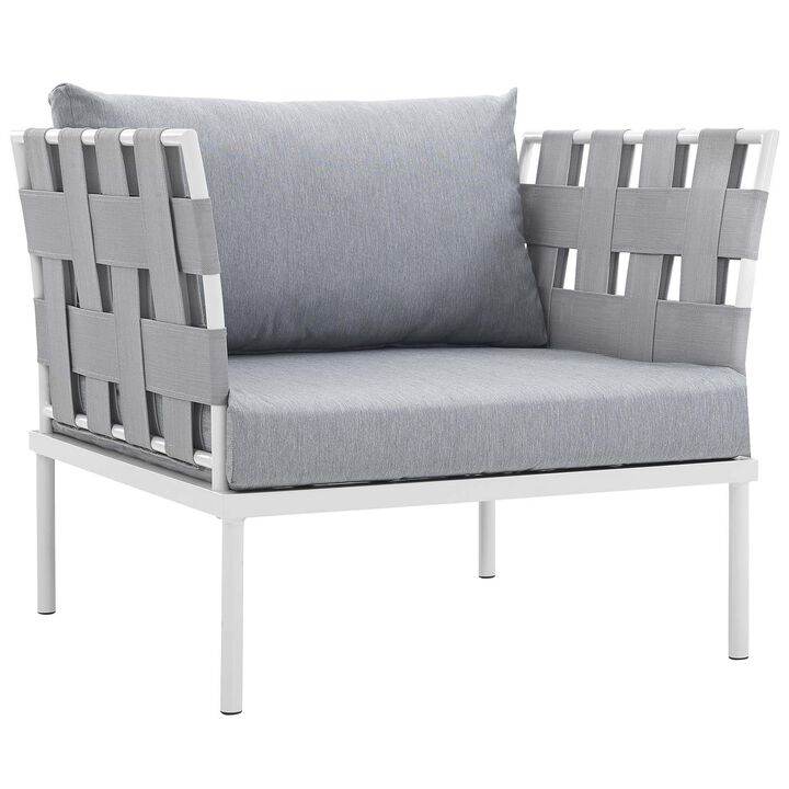 Harmony 5 Piece Outdoor Patio Aluminum Sectional Sofa Set - White Gray