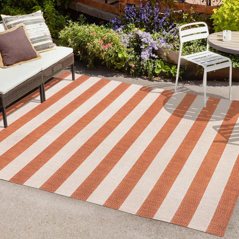 Negril Two Tone Wide Stripe Indoor/Outdoor Area Rug