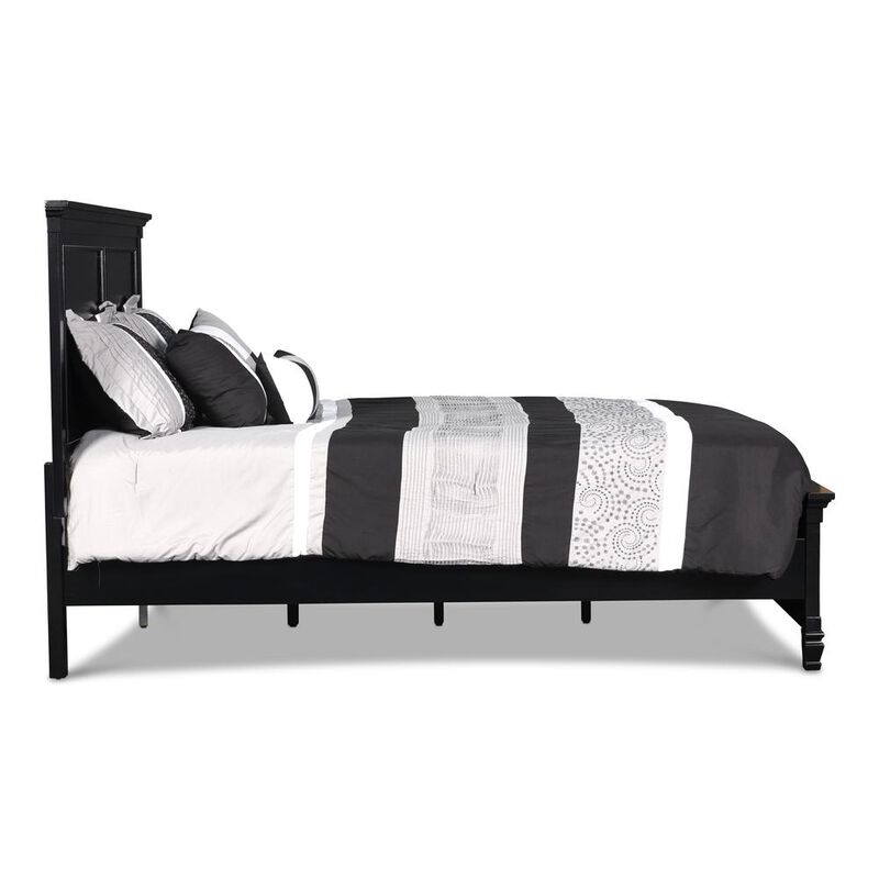 New Classic Furniture Furniture Tamarack Solid Wood King Panel Bed in Black