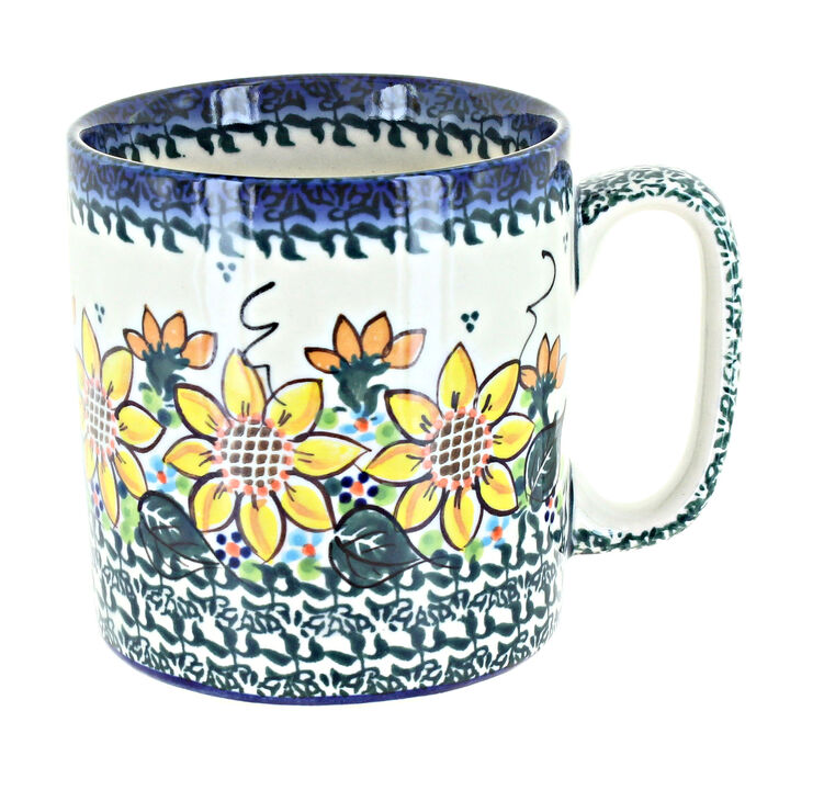 Blue Rose Polish Pottery Cherished Blooms Plain Coffee Mug