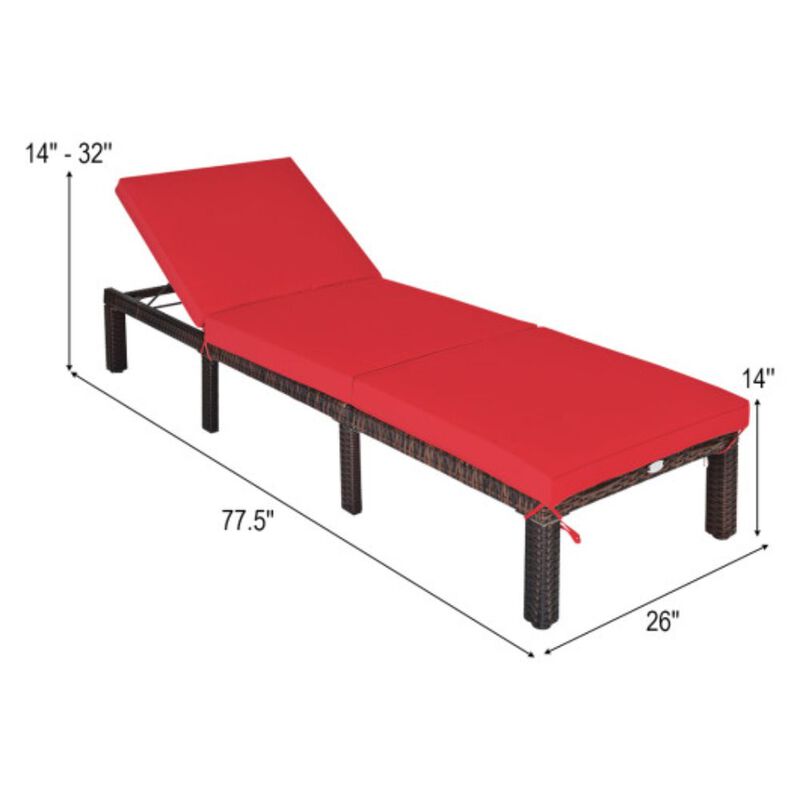 Outdoor Rattan Adjustable Cushioned Chaise