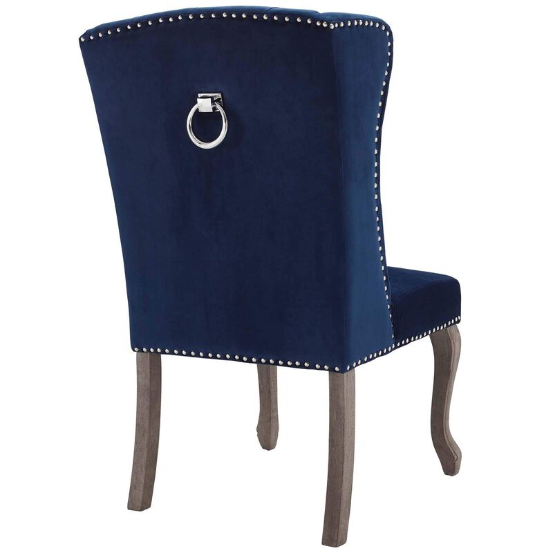 Modway Apprise French Vintage Tufted Performance Velvet Accent Dining Chair, Navy