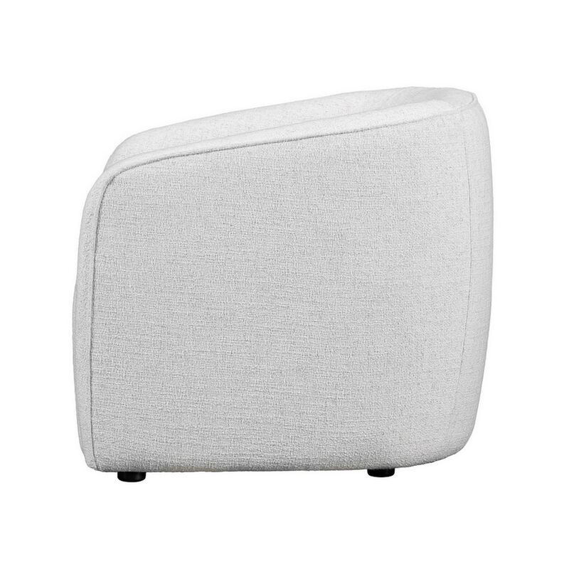 Lea 33 Inch Barrel Club Chair, Cushioned Seating, Off White Upholstery - Benzara