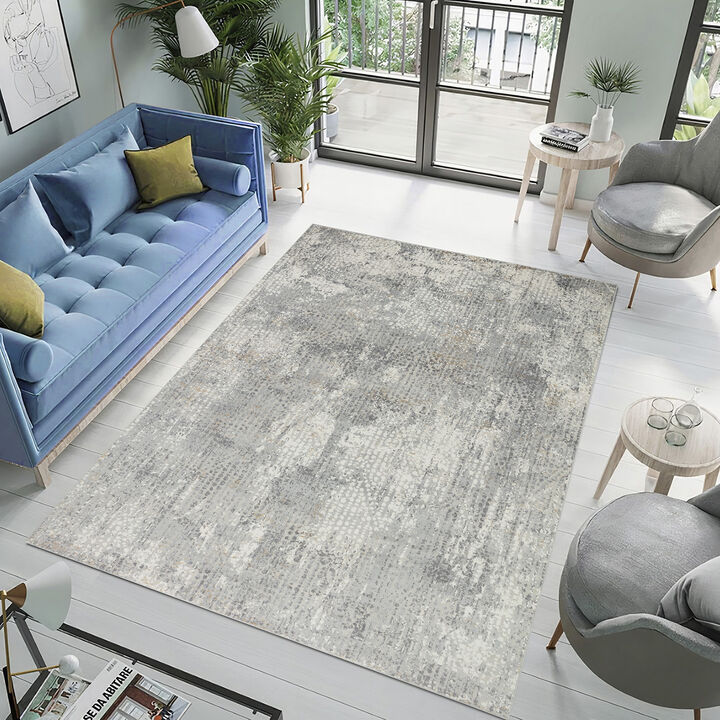 Pasargad Home Turkish Stella Design L. Grey Area Rug- 9' 6'' X 13' 6''