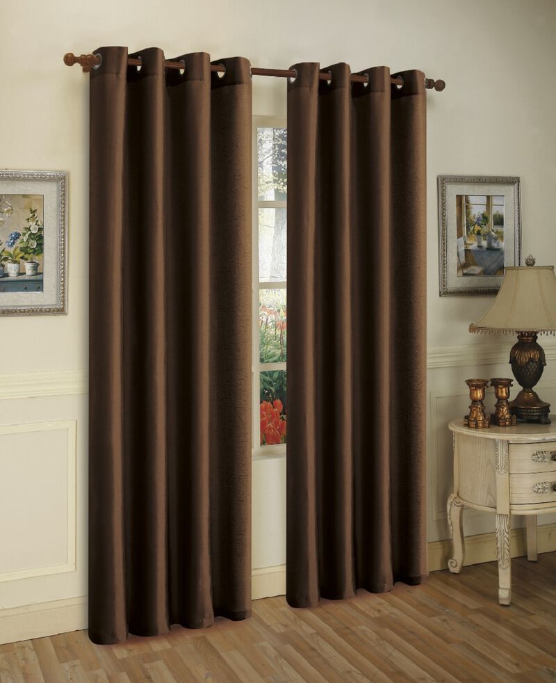 J&V TEXTILES Solid Grommet Faux Silk Window Curtain Drapes Treatment in 84" Length- Set of 2