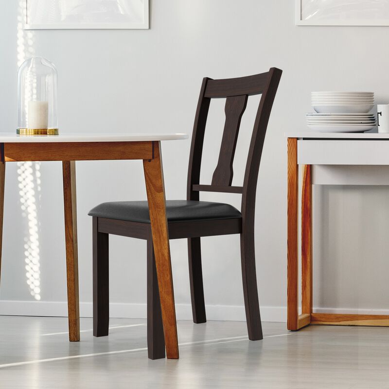 Set of 2 Dining Room Chair with Rubber Wood Frame and Upholstered Padded Seat