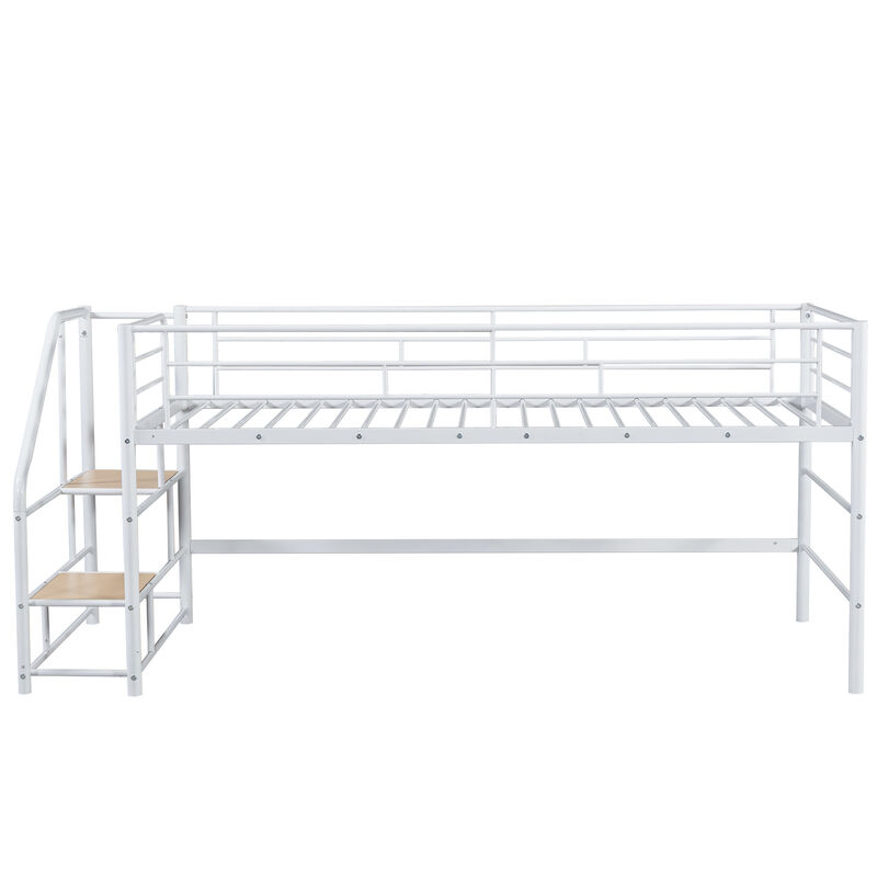 Merax Mid Loft Bed with Storage Stairs