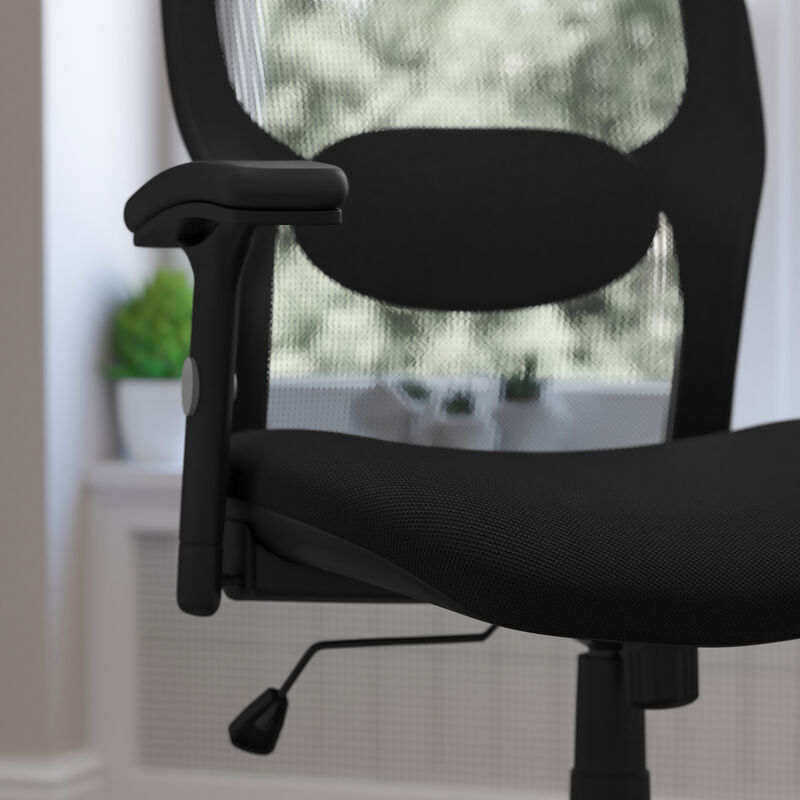 Albert Mid-Back Black Super Mesh Executive Swivel Office Chair with Adjustable Lumbar & Arms