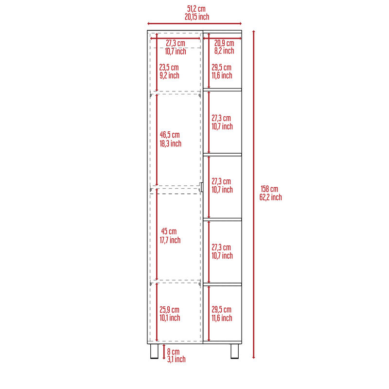 DEPOT E-SHOP Venus Linen Single Door Cabinet, Five External Shelves, Four Interior Shelves, Black