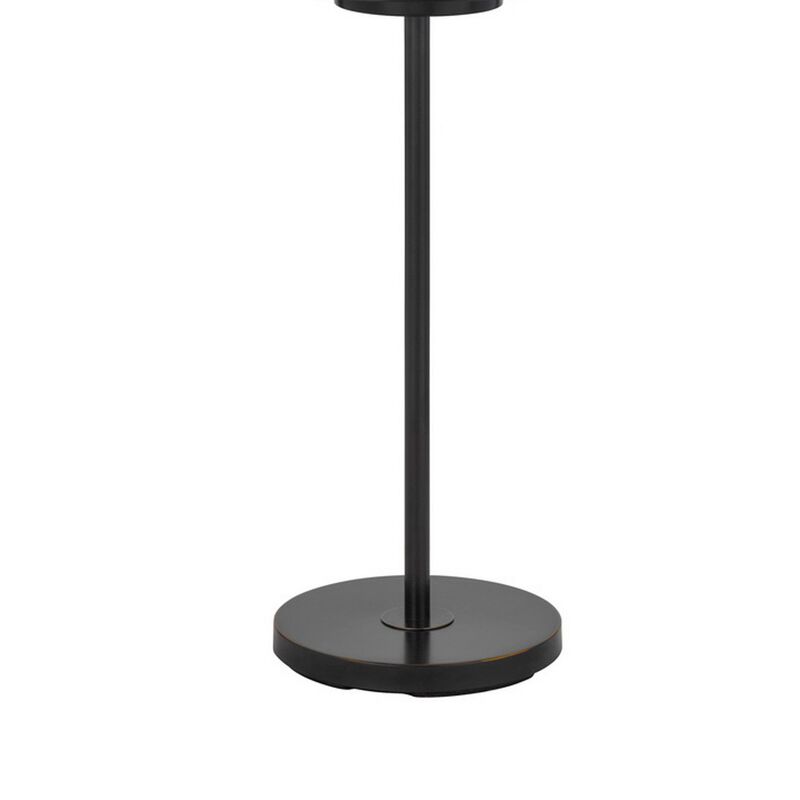 62 Inch Metal Floor Lamp, Tray, Dimmer,  2 USB Ports, Bronze-Benzara