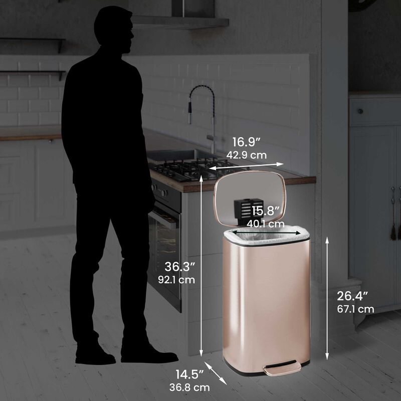 iTouchless 13.2 Gallon / 50 Liter SoftStep Rose Gold Step Pedal Trash Can