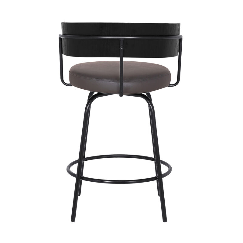 Avalon  Gray Faux Leather Swivel Barstool in Black Powder Coated Finish