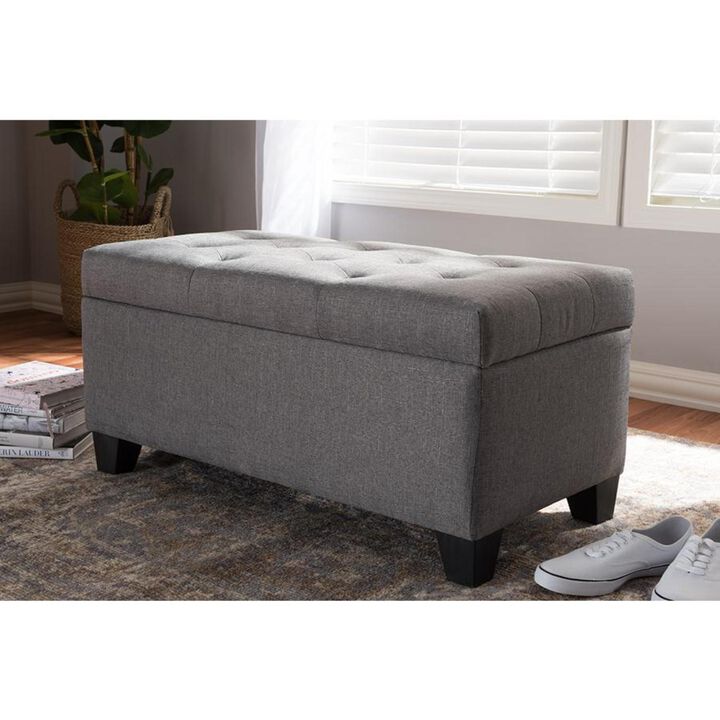 Michaela Modern and Contemporary Grey Fabric Upholstered Storage Ottoman